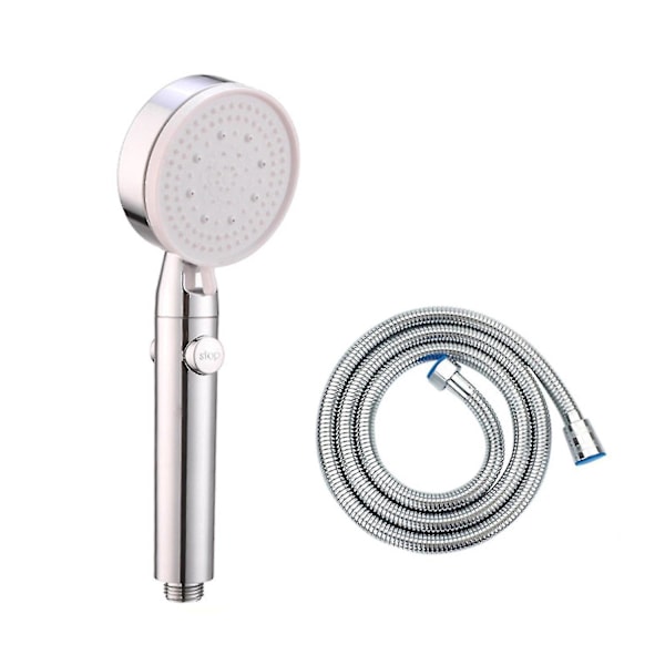 Multifunksjonelt høytrykks dusjhode 5 moduser, håndholdt med på/av-knapp sølv Silver With Base
