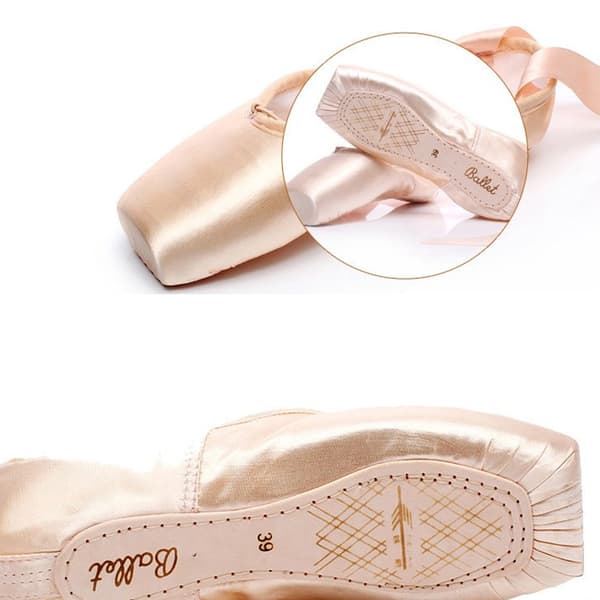 Satin balletsko med bånd til piger og damer, professionelle 36
