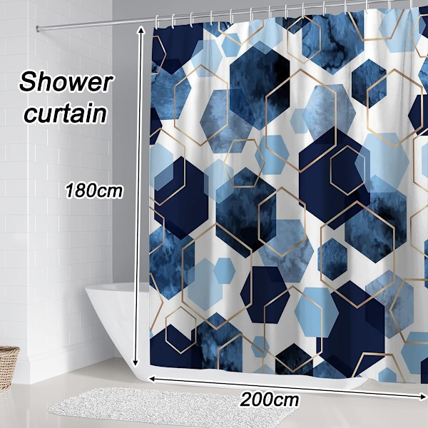 Geometrinen taidesuihkuverho, vedenpitävä, abstrakti kangassuihkuverhosetti kodin sisustukseen 180cm*200cm