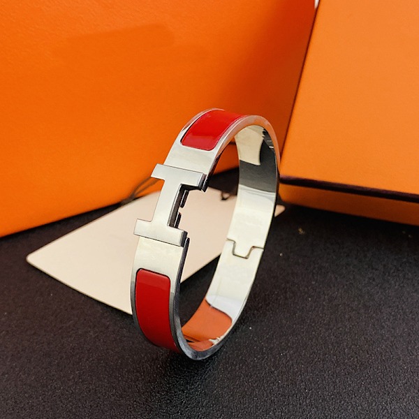 H-Armbånd, 18K Alfabetlås for Menn og Kvinner, Armbånd for Par i Rustfritt Stål, Sølv og Rø Silver and Red