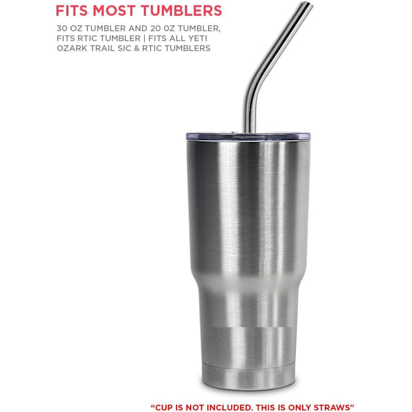 Ekstra lange drikkestrå i rustfritt stål, sett med 4 sugerør for 30 oz Tumbler