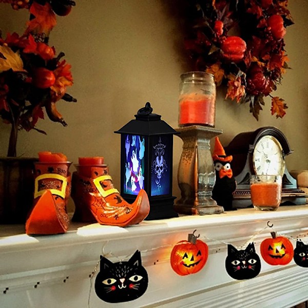 Halloween-tema LED-telys Retro firkantet lykt hengende pynt for hjemmet og hagen 3