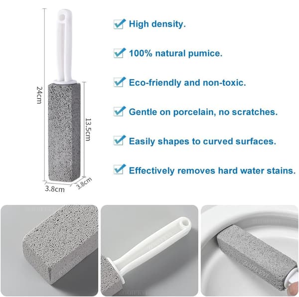 3-pack Pumice Stone for Toilet Cleaning with Extra Long Handle