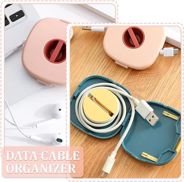 6 Stykker - Kabelorganisator - Kabelclips - Kabelholder - Opladerkabelorganisator - Bærbar USB-datakabelopruller