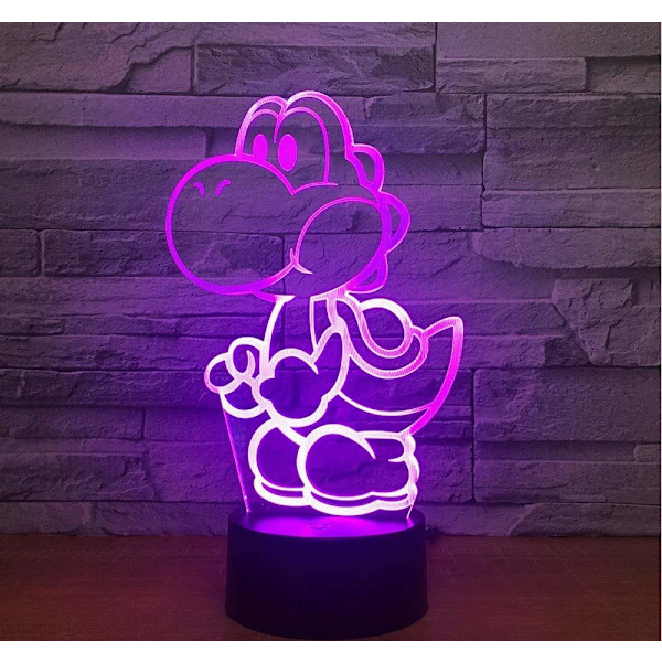 Hnfsliuhao Yoshi Mario 3D LED USB-lampa tecknad spelfigur S