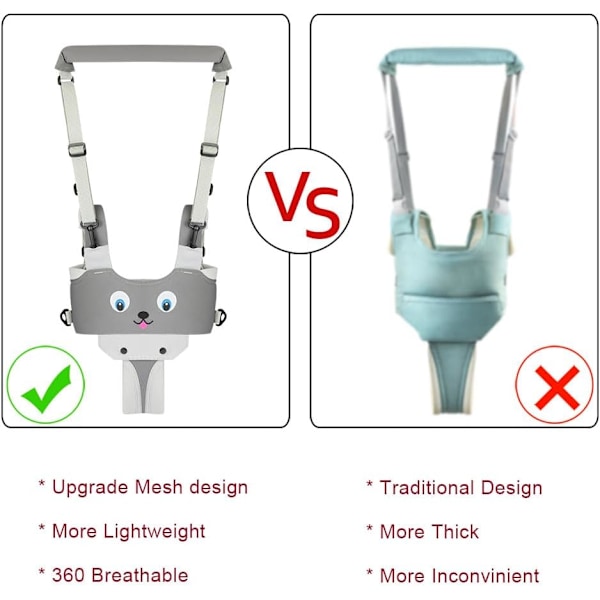 Vauvan kävelyvaljaat säädettävät irrotettavat hengittävät harmaalla pennun kuviolla Gray