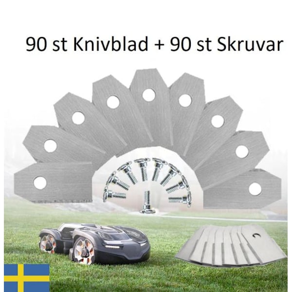 90 st Knivblad Knivar för Husqvarna Automower Gardena Silver Silver Silver