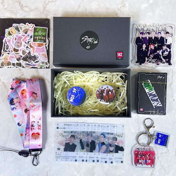 Stray Kids Nya Album Maxident Presentbox Set Kpop Merchandise Fotocards Lanyard Nyckelring Presenter till Skz Fans - Perfekt B