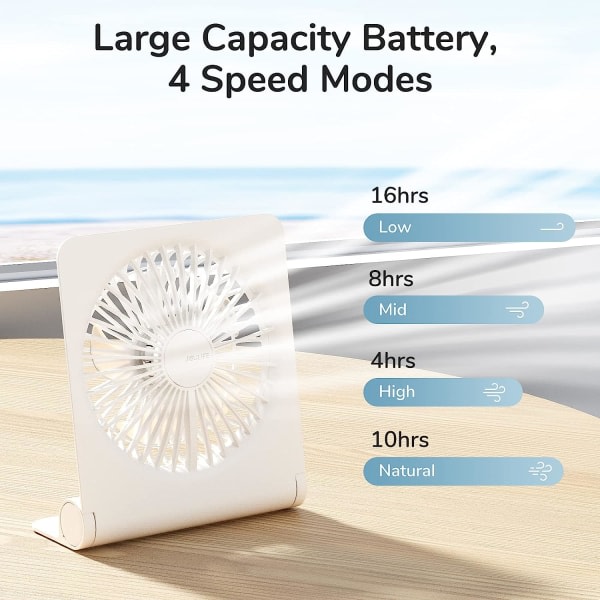 Bordvifte med oppladbart batteri på 4500 mAh, sterk vind, ultra stille, 4 hastigheter, korallrosa