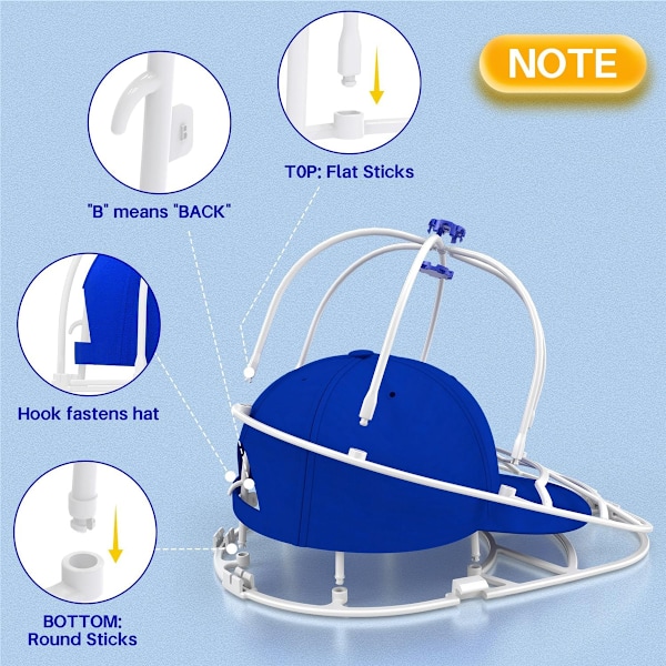 Baseballcaps Vask Caps, Hatt Rengjører Passer for Ball Hatt Vask Ramme Bur, Hatt Beskyttelse Hyller for white