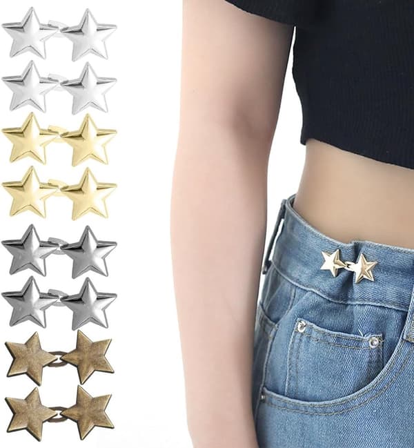 Jeans midjereduserer, justerbar jeansknapp, klips, ingen sying, 8 par