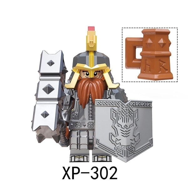 8 stk. Ringenes Herre byggeklods dukke dværg serie leder kriger byggeklods minifigur