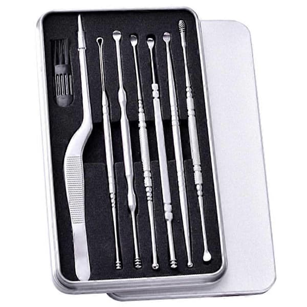 7 stk. ørepinde i rustfrit stål, øreske-renser, sundhedspleje, curette, øre, ørevoksfjerner, rengøring Selec_jar