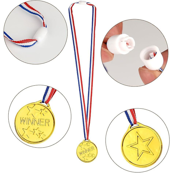 36 stk gullmedaljer vinnere plastmedaljer for barn gullmedalje for barnefestdekorasjoner og sportspriser