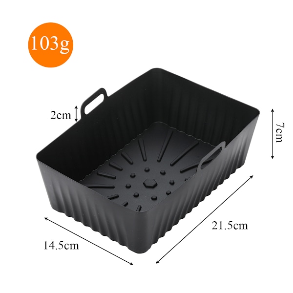 Air Fryer Silikonform, Rektangulär Silikonbehållare för Air Fryer, Silikonbricka för Air Fryer svart routine black