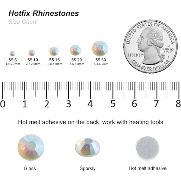 8000 kpl Hotfix Kristalleja AB Strassit askarteluun, SS6 (1,9-2,1 mm) Crystal AB Crystal AB SS6