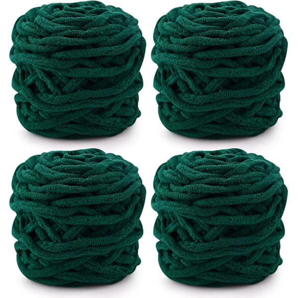 Garn 4x Garn til hækling, Blødt tykt garn til garnprojekter_jarx dark green
