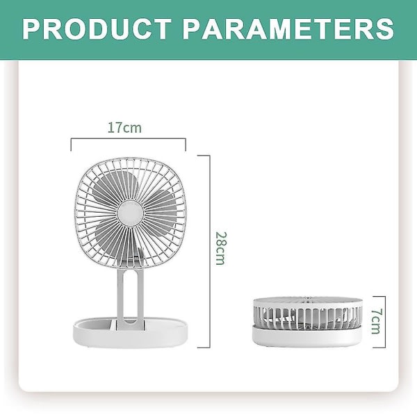 Ny skrivebordsveggmontert minifaner Oppladbare sammenleggbar vifte USB-vifte hvit sett 3