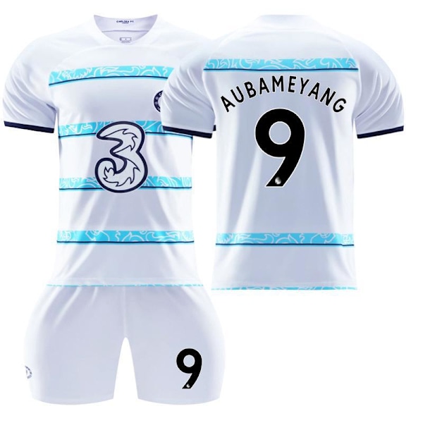 Chelsea F.C. udebanetrøje 22-23 Kante fodboldtrøje til børn Aubameyang 9 Aubameyang 9 #24