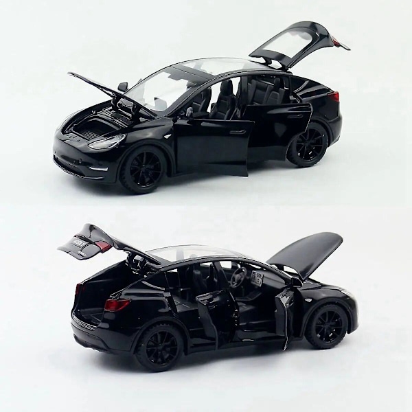 1/32 Tesla Model Y SUV Leksaksbil Modell Diecast Legering Metall Miniatyr Ljud & Ljus Pull Back 1:32 Samling Present Till Pojke Barn Blue
