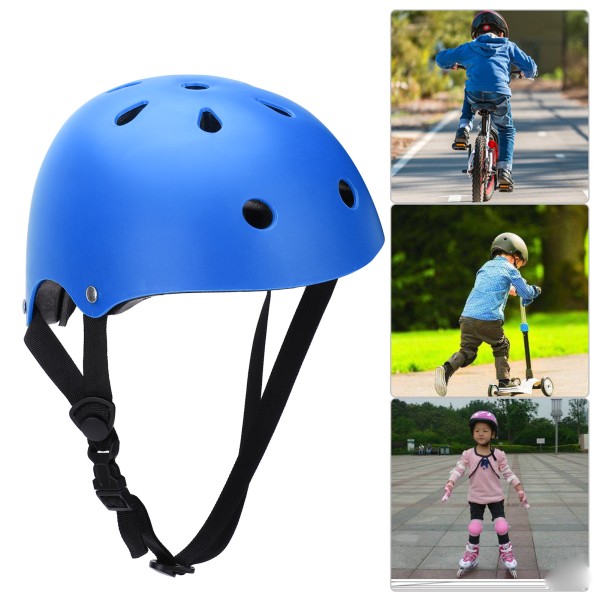 Justerbar Barnhjälm Säkerhetshatt Skyddsutrustning Huvudskydd för cykling Skridskoåkning Skidåkning Utomhus SportBlå
