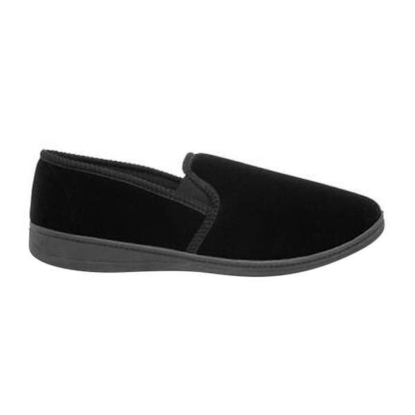 Zedzzz Herre Ross Tvillingkil Slippers i Velour, 8 UK, Sort Black 8 UK