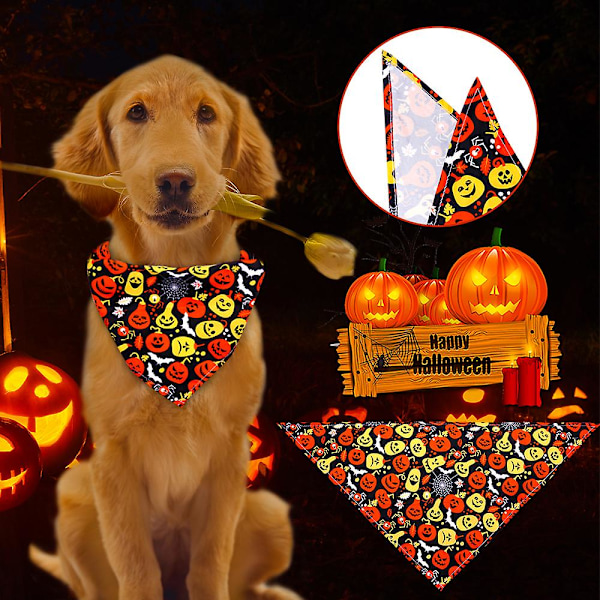 Halloween-tilbehør for hunder | Halloween-katt liten bandana | Bandana hund Happy Halloween - Hundtilbehør 1