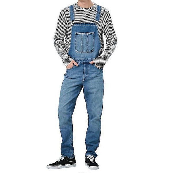 Herr Jeans Bukser Denim Snekkerbukser Hengebukser Arbeidsbukser LGL Mørkeblå Dark Blue 2XL