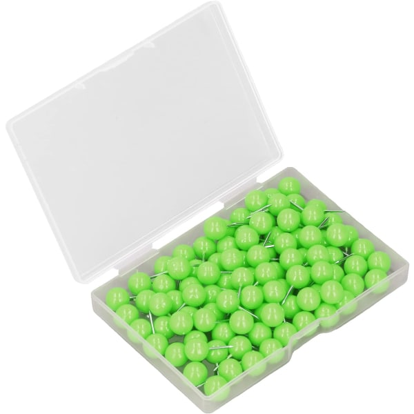 100st tryckstift Kartstift Stål Plast Dekorativa märkningsstift för korkbrädor 9,5x20 mm Markeringsplatser (grön)