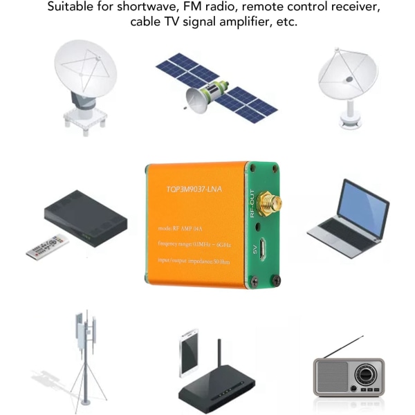 Rf-förförstärkare Rf- power metall 0,1Mhz‑6Ghz Fullband Lågbrusförstärkare Professionell 20Db högförstärkning Lna Rf- power