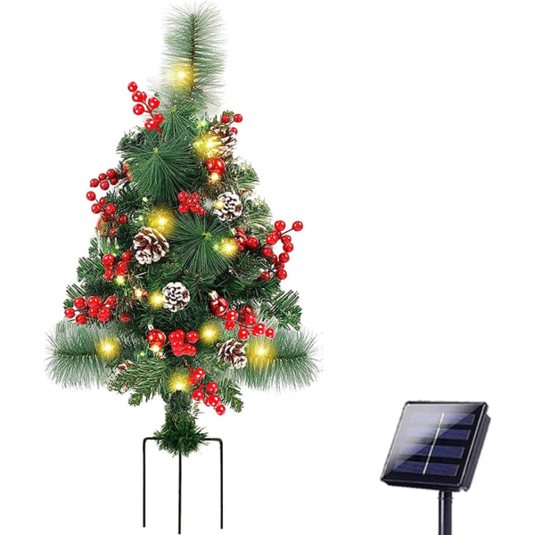 Julgran med gräsmatta ljus och grenar med ljus Solar Juldekorationer Träd ljus Solar Stake Lights Xmas Tree Garden