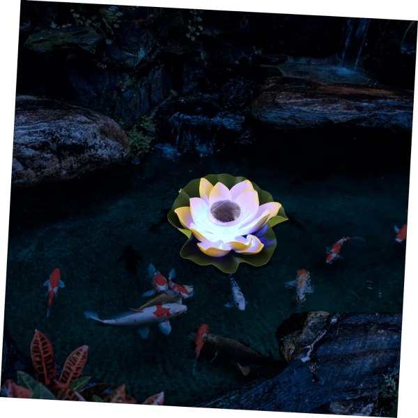 Blomsterljus Konstgjorda växter Flytande näckros Solar Lights Utomhus Soldrivna Lotus Blommor Aquarium Dekorationer Led Lotus lampa