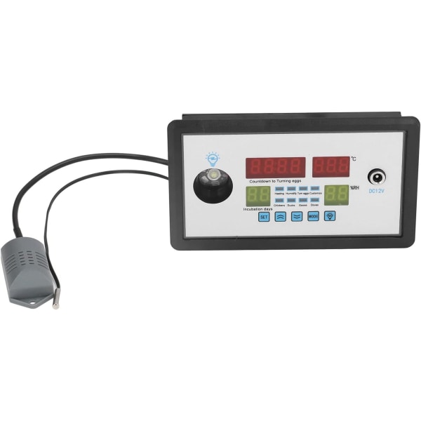 Ägginkubatorkontroll, intelligent termostat Hygrostat Automatisk kontrollkläckare med temperaturfuktighetssensor, DC 12V