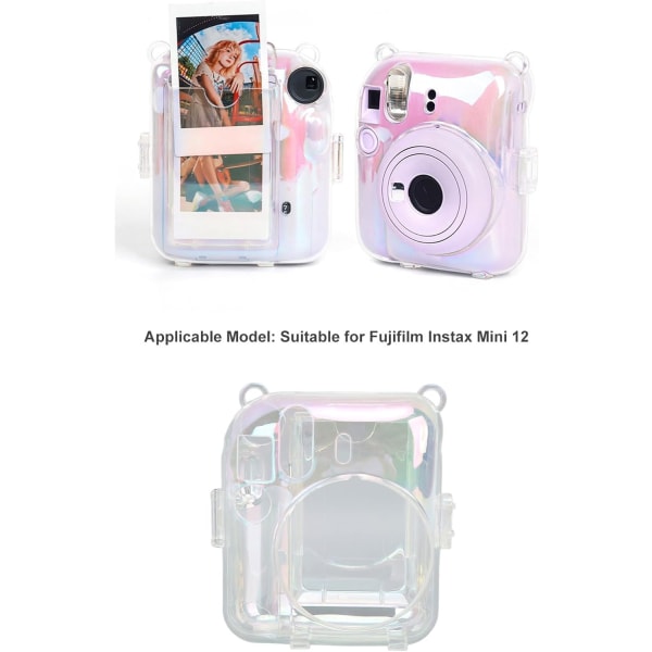 Klart genomskinligt case för Fujifilm Mini 12 kamera Justerbar axelrem Repsäkert fotoförvaringsficka PC case
