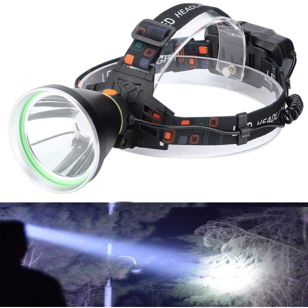 LED-strålkastarficklampa, USB uppladdningsbar LED-strålkastare, vattentät belysning justerbar ficklampa, perfekt för vandring, camping, utomhus