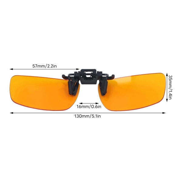 Clip-on glasögon, 400-500nm reptåliga ögonskyddsglasögon Clip-on linser för kontor (fyrkantiga)