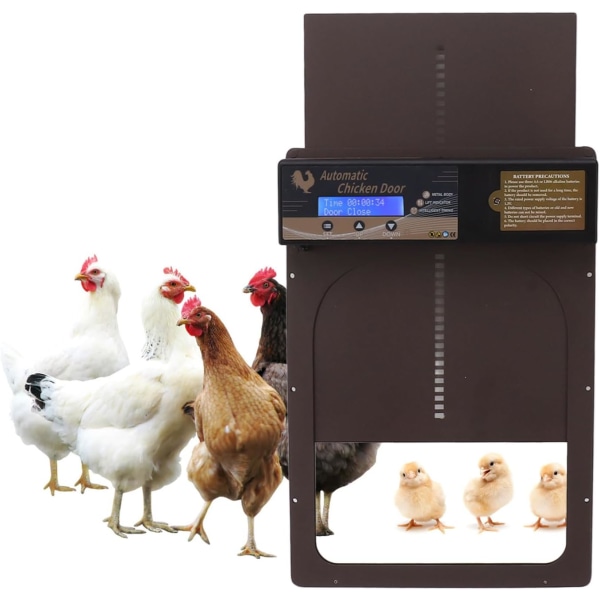 Automatisk hönshusdörr med timer, LCD-skärm Smart sensor passar alla kycklingar Ankor Aluminiummaterial IP45 Vattentät hönshus