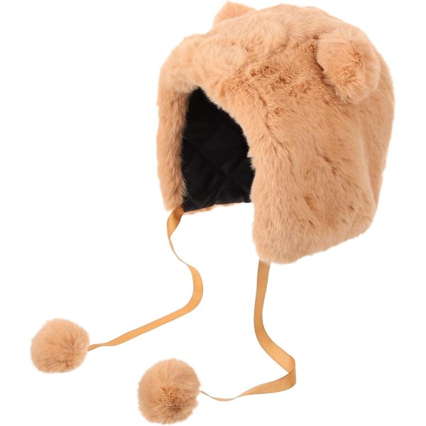 Winters Pompom Beanie Hat Fluffy Cotton Dam Beanie Warm Outdoor Faux Skull Cap Warm hink Outdoor Ear Cover for Girls