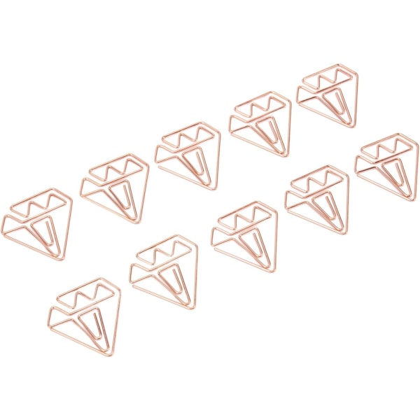 100 st roséguld diamantformad stift Multifunktionell koreansk bokmärke Söt pappersklämma Metall pappersklämma formad gem
