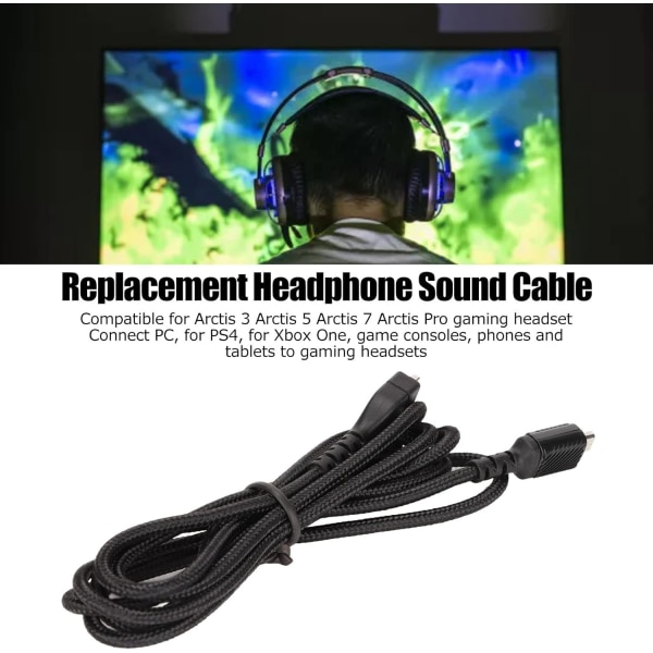 Hörlurskabel Hörlurskabel Svart Hörlurskabel Byte av Gaming Headset Ljudsladd För Steelseries Arctis 3 Arctis 5 Arctis 7 Arctis Pro