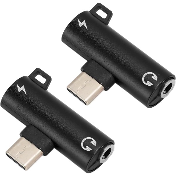 USB C till 3,5 mm adapter 3 5 mm till USB c abs 2 st USB c till 3,5 mm adapter 2 i 1 typ C 3,5 mm lyssna på musik medan du laddar abs USB c too (svart)