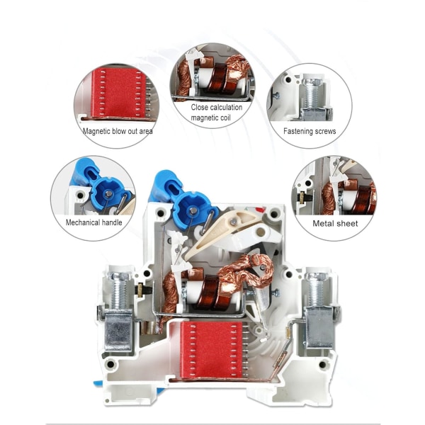 Strömbrytare, 2P DC mikrobrytare 230V 400V skenainstallation för fartyg (63A)