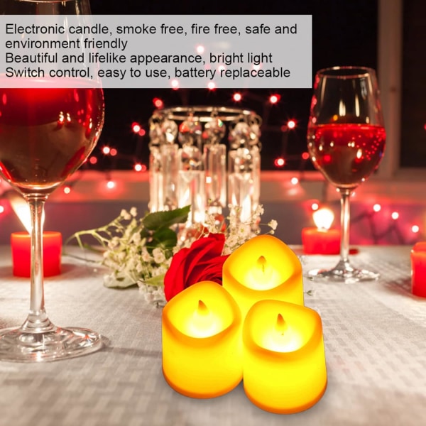 Flamlösa ljus, 24-pack batteridrivna LED värmeljus Ljus för bröllopsdag juldekor (varm vit)
