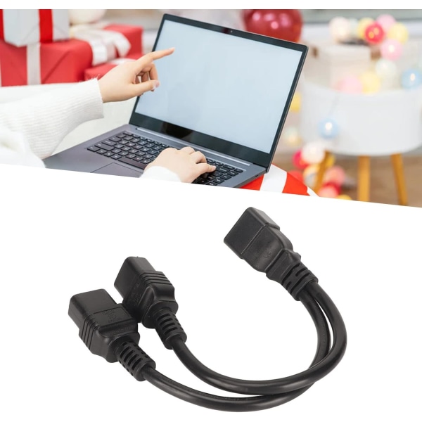 Y Splitter Power Dubbel IEC320 C19 till C20 Sladd Hona till Hane Universal Y Splitter Power för skrivbordslampa LCD-skärm 12.6in