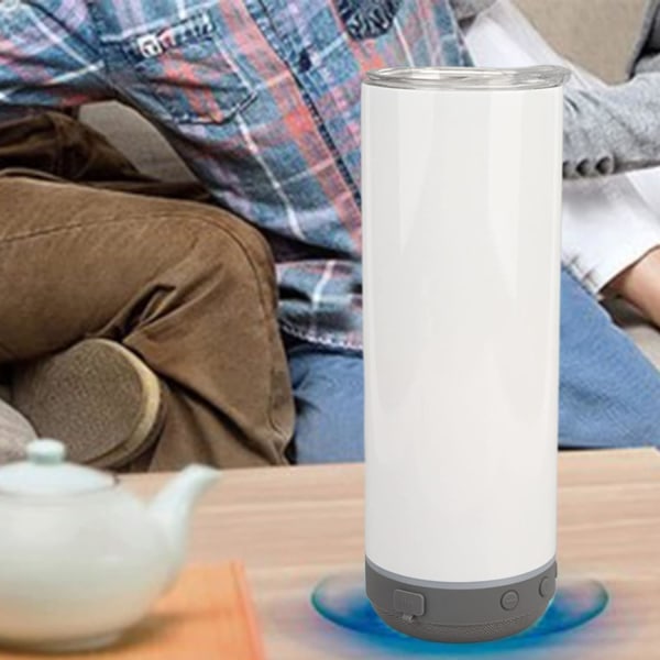 Tumlare med Bluetooth högtalare, 20 ounce avtagbar musikhögtalare i rostfritt stål Tumbler Cup med LED-ljus och lock (vit)