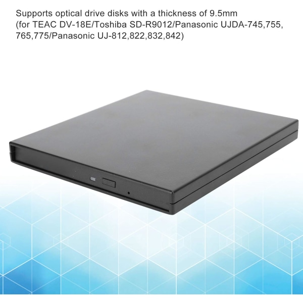 Cd DVD-enhet för bärbar dator Extern hårddisk Abs Ical Drive Case Extern hårdbox Dator Laptop lagringssats Svart 9,5 mm
