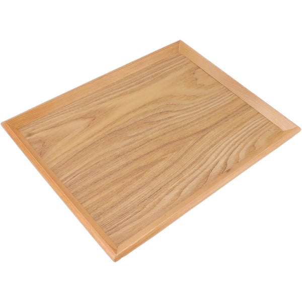 Rektangel träbricka Multifunktionell serveringsbricka för fruktmatpizzasamling utomhus (40 X 30,5 cm)