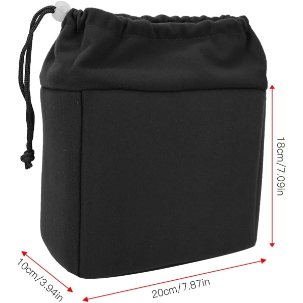 Vadderade insatser för kameraväska DSLR-ryggsäcksinsats Vattentät Stötsäker DSLR-kameralinsinsatsväska Vadderat case med dragsko (svart)