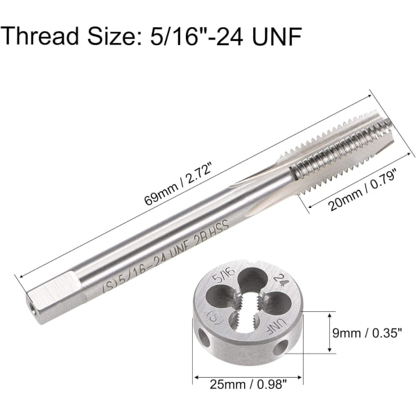 5/16"-24 UNF kranbyte, HSS maskingängborr med rund gängborr, ganska hand