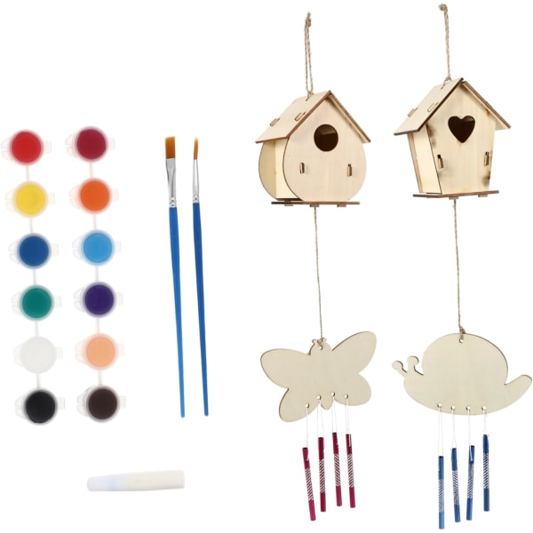 1 set DIY träfågelholk pedagogiska leksaker för barn Jaulas Para Pajaros Periquitos barn utomhus lekset Modellsatser för barn Woody Toy DIY